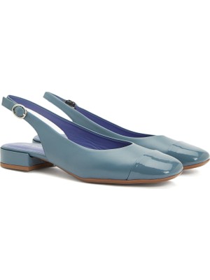 Divarese Dıvarese Blue Leather Ballet Flats