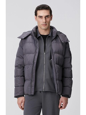 Network Grey Hooded Quilted Casual Coat