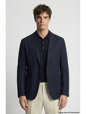 Network Navy Linen Blend Blazer