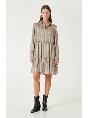 Network Beige Patterned Mini Dress