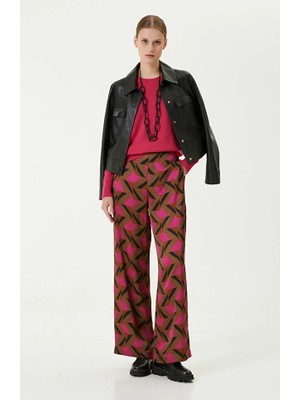 Network Brown Patterned Wide-Leg Pants