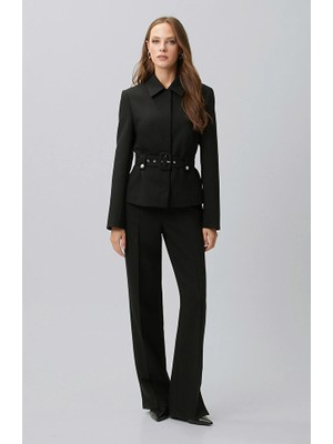 Network Black Snap Button Hem Pants