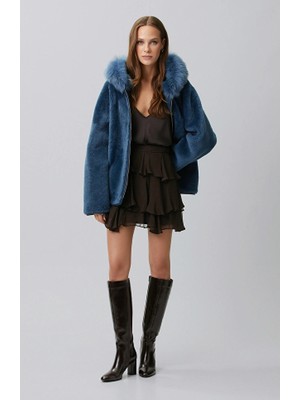 Network Dark Brown Chiffon Mini Skirt