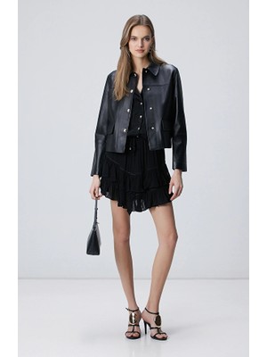Network Black Ruffled Mini Skirt