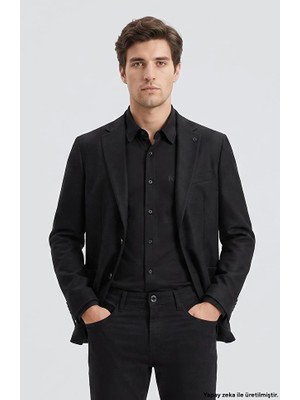 Network Black Slim Fit Wool Mix Flannel Blazer