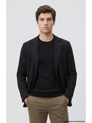 Network Black Slim Fit Dobby Pattern Knit Blazer