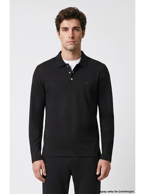 Network Black Logo Polo Collar Sweatshirt