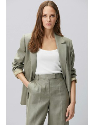 Network Light Khaki Double-Breasted Linen Jacket