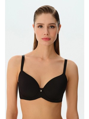 Suwen Black Linda Balconette Full Support Unpadded Underwire Bra