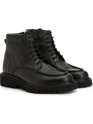 George Hogg Black Embossed Men's Leather Combat Boots
