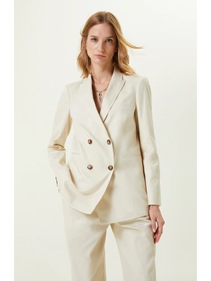 Network Stone-Colored Double-Breasted Blazer