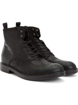 Divarese Dıvarese Black Studded Men's Leather Combat Boots