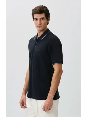 Network Navy Polo Collar Colored Placket T-Shirt