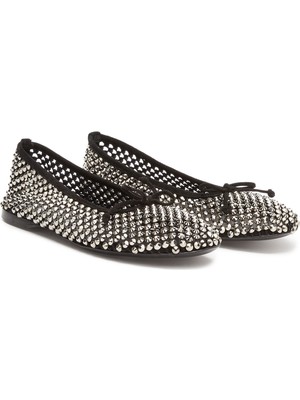 Divarese Dıvarese Silver Rhinestone Leather Ballet Flats