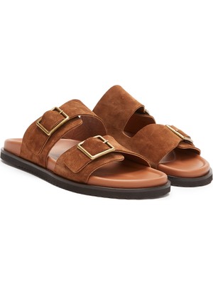 Divarese Dıvarese Tan Men's Casual Comfort Suede Slippers