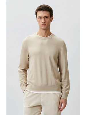 Network Beige Melange Contrast Collar Detail Sweater