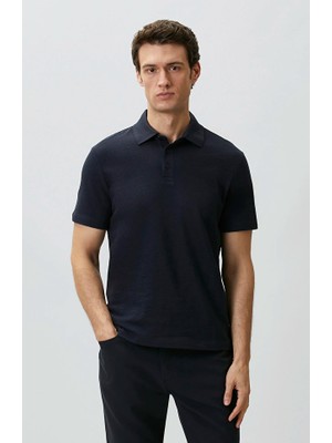 Network Navy Jacquard Polo Collar T-Shirt
