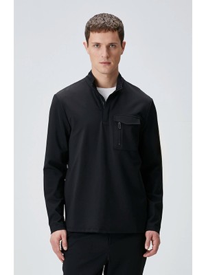 Network N-Tech Black Chest Pocket Detail Sweatshirt