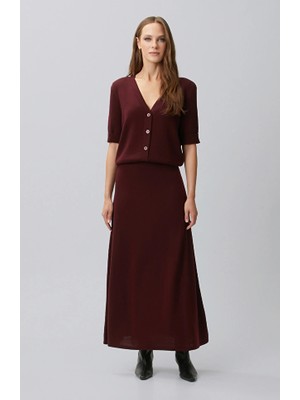 Network Burgundy Wool Knit Skirt