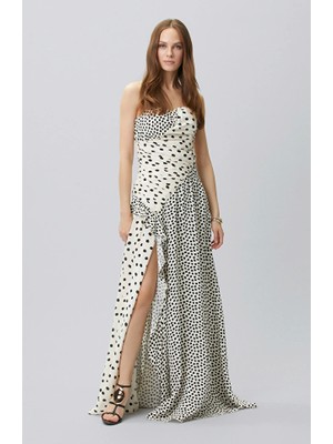 Network Black White Polka Dot Evening Dress