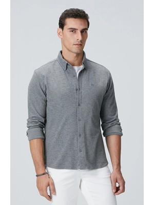 Network Grey Flannel-Look Knit Shirt