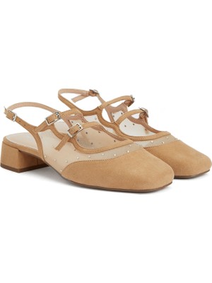 Divarese Dıvarese Sand Tulle Detail Mary Jane Flats