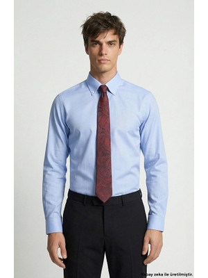 Network Slim Fit Blue Non-Iron Oxford Shirt