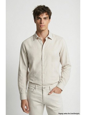 Network Beige Linen Blend Shirt