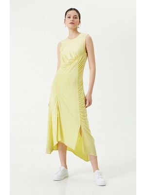Network Crew Neck Yellow Long Dress