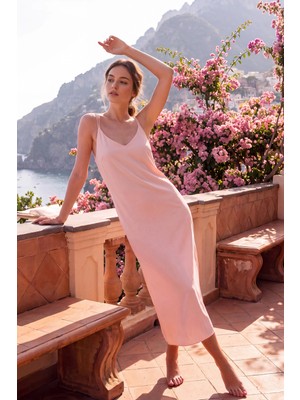 Suwen Pink Floral Long Nightgown
