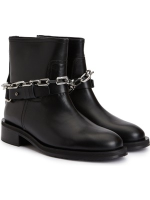 Divarese Dıvarese Black Chain Detail Women's Leather Western Boots