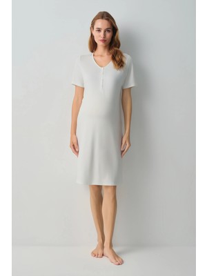 Suwen Ecru Pearl Maternity Nursing Nightgown