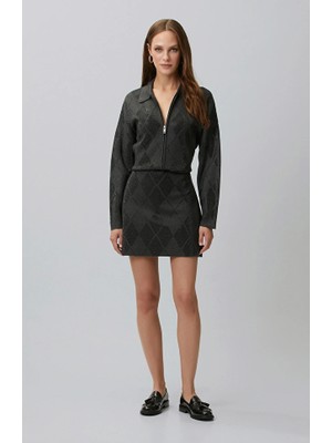 Network Anthracite Hotfix Mini Knit Skirt