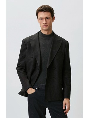 Network Black Wool Blend Knit Flannel Blazer
