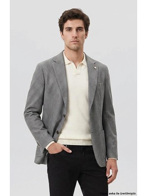 Network Grey Notch Lapel Patterned Blazer