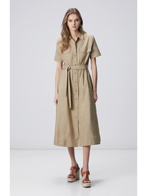Network Beige Midi Dress