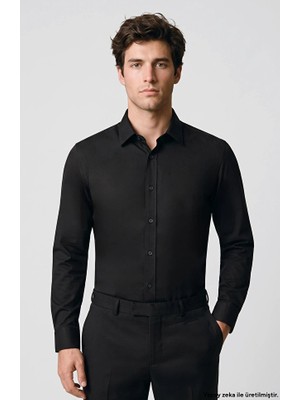Network Black Non-Iron Satin Shirt