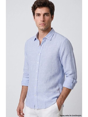 Network Blue Striped Linen Shirt