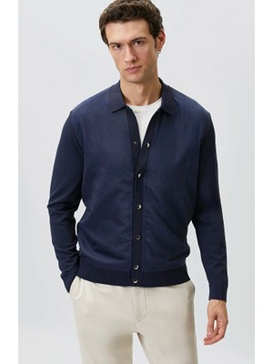 Network N-Tech Navy Suede Detail Knit Cardigan