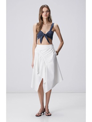 Network White Asymmetric Draped Skirt