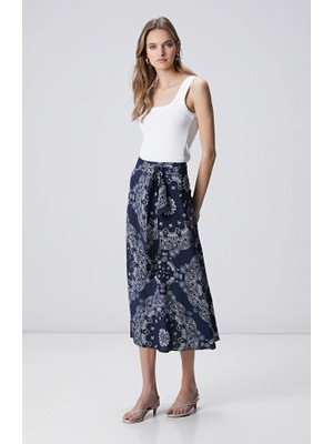 Network Navy Patterned Midi Skirt
