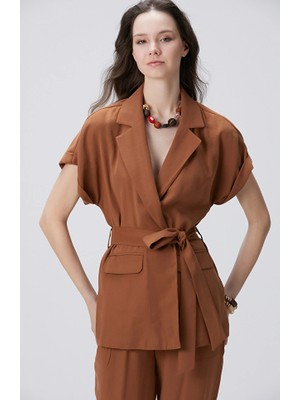 Network Brown Belted Waist Jacket