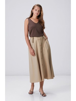 Network Beige Midi Skirt