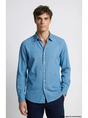 Network Light Blue Lyocell Denim-Look Shirt