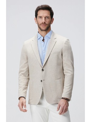 Network Beige Linen Blend Knit Jacket