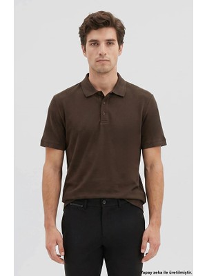 Network Brown Jacquard Polo Neck T-Shirt