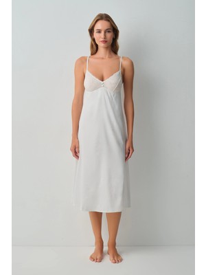 Suwen Ecru Bride Lace Long Nightgown