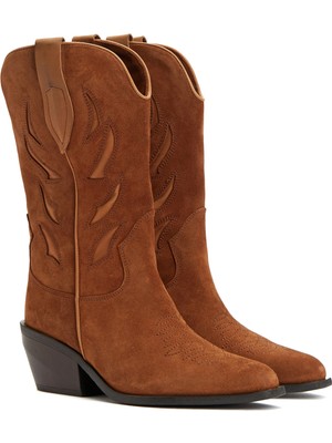 Divarese Dıvarese Tan Women's Cowboy Suede Boots