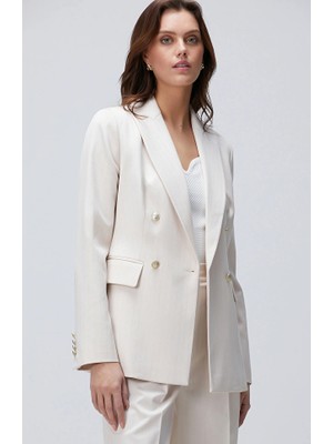 Network Beige Striped Blazer Jacket