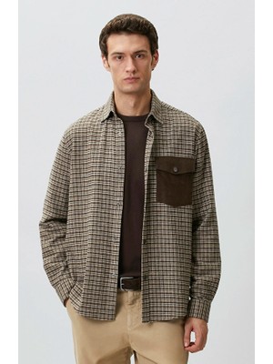 Network Brown Snap Button Houndstooth Shirt